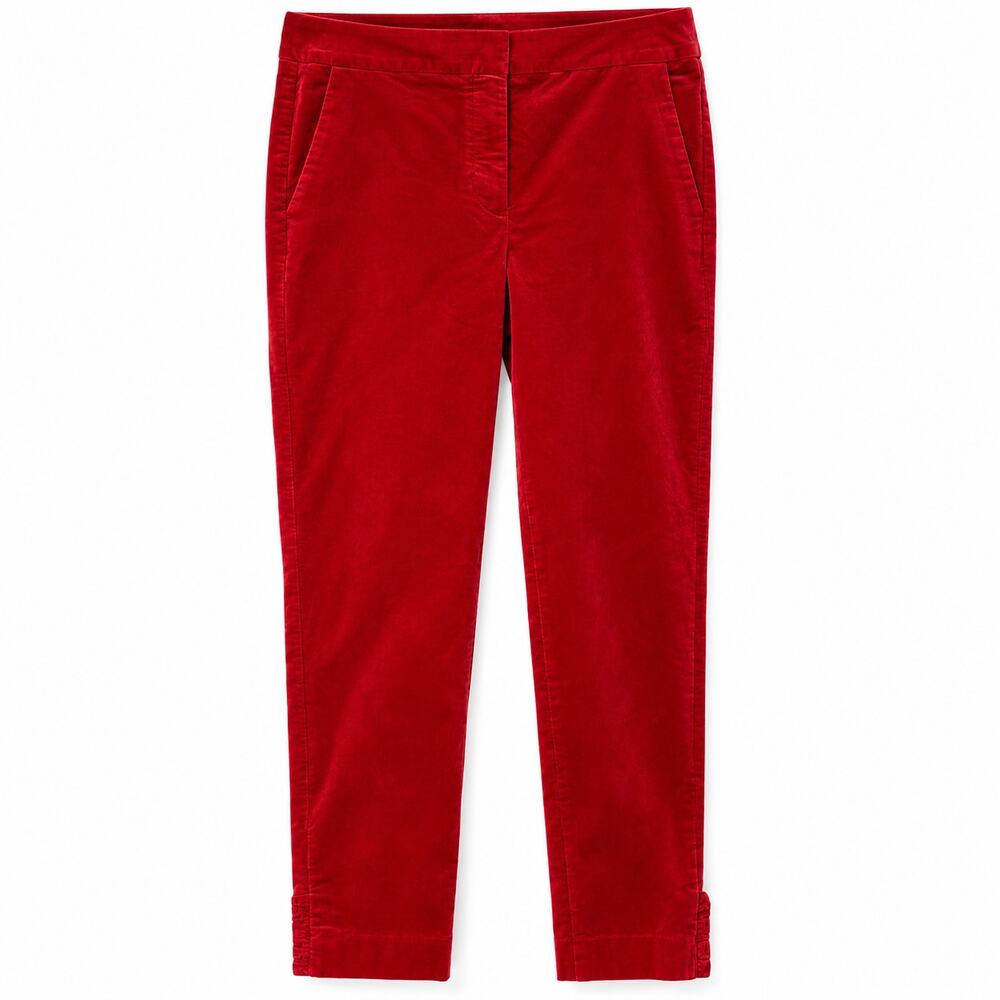 Talbots RSVP Red Velvet Pants Size 6 Ruffle Ankle Holiday Christmas Pockets